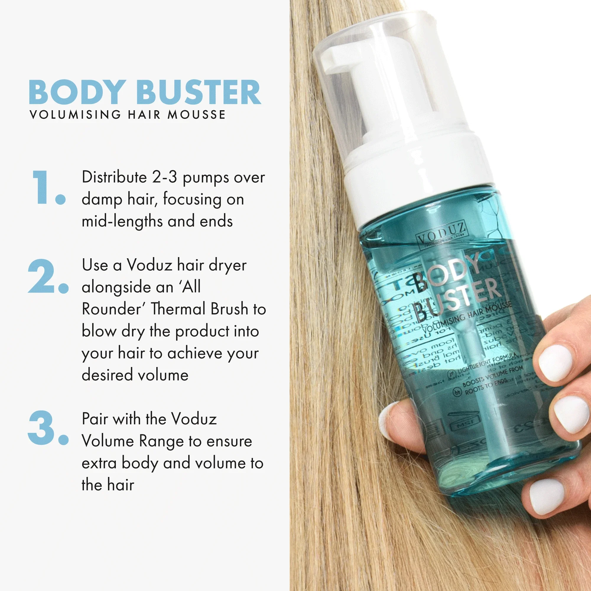 'Body Buster' Volumising Hair Mousse (125ml) - Image 5